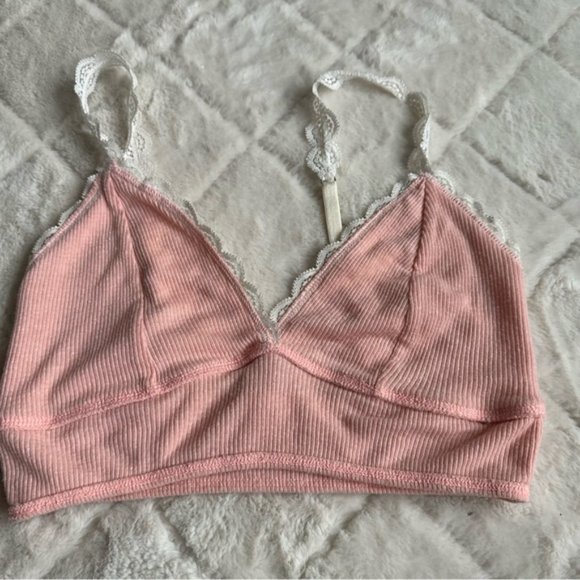 Victoria's Secret | Pink & Cream Ribbed Sleep Bralette | Size Medium - Picture 7 of 12